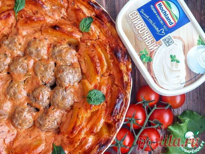 Картофель с фрикадельками в сырно-томатном соусе Кулинарный рецепт