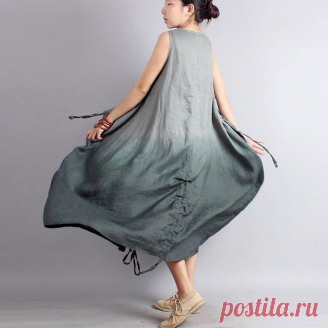 Женская широкий хлопок и лен рукавов длинное платье градиент кружева Большой размер о шеи мода халат платье, принадлежащий категории Платья и относящийся к Одежда и аксессуары для женщин на сайте AliExpress.com | Alibaba Group