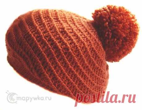Вязаная шапочка с помпоном - берет - купить | Одежда ручной работы | HANDMADE интернет-магазин
