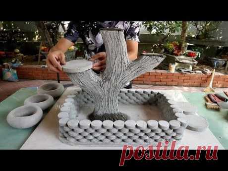 Tree Stump Combined Fish Tank | Beautiful and easy | Creative With Cement For Your Garden