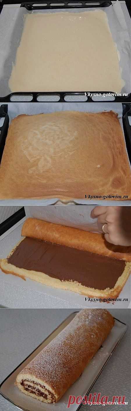 Рецепт сладкого рулета с нутеллой. Готовим ролл дома.