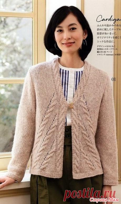 Жакет с узором косы по диагонали. Спицы. - ВЯЗАНАЯ МОДА+ ДЛЯ НЕМОДЕЛЬНЫХ ДАМ - Страна Мам