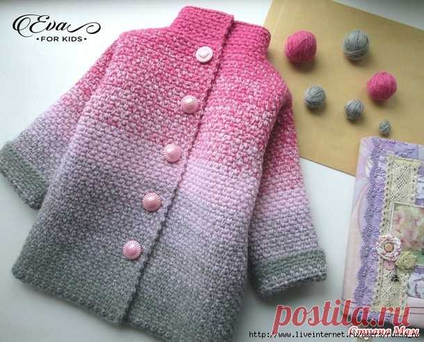 Пальто и кардиган для девочек. Градиент крючком