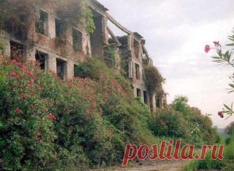 Село Эшера (Нижняя Эшера), бывшая школа после грузино-абхазской войны