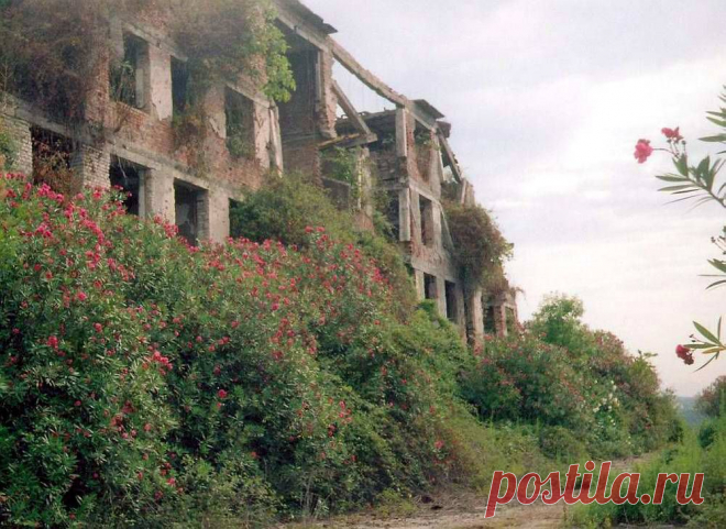 Село Эшера (Нижняя Эшера), бывшая школа после грузино-абхазской войны
