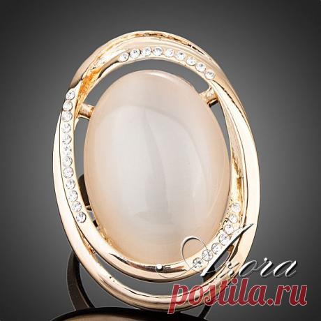 Азора 18 К настоящее позолоченные в форме яйца Stellux австрийский хрусталь регулируемый размер кольцо TR0131 купить в магазине AZORA JEWELRY  на AliExpress
