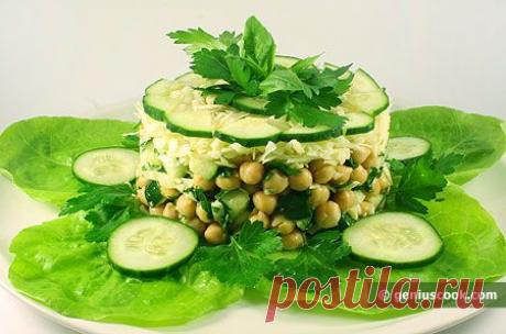 Рецепт - салат с нутом, огурцами и сыром - пошаговый кулинарный рецепт с фото