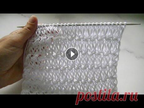 КРАСИВЫЙ ,АЖУРНЫЙ УЗОР С ЭФФЕКТОМ  ВЫТЯНУТЫХ  ПЕТЕЛЬ. УЗОР ДЛЯ ПЛЯЖНЫХ ТУНИК И НЕ ТОЛЬКО.... Раппорт 2 петли,4 ряда. Вяжется поворотными и круговыми рядами. плейлист узоры спицами. плейлист сетчатые узоры купить пряжу с пайетками купить пряжу ...