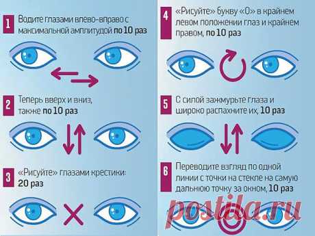 Ради хорошего зрения не пожалейте 10 минут в день 

Зарядка для глаз творит чудеса, если делать ее регулярно. Из предложенных 10 упражнений можно выбрать пять, но всему комплексу нужно посвящать примерно 10 минут каждый день. 

1. Поморгайте часто в течение двух минут — это нормализует внутриглазное кровообращение. 

2. Скосите глаза вправо, а затем переведите взгляд по прямой линии. Проделайте то же самое в противоположном направлении. 

3. Ощутите темноту. Считается, что...