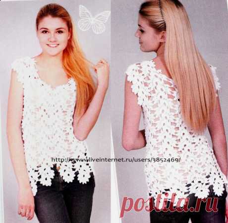 Белая кофта из ленточного кружева