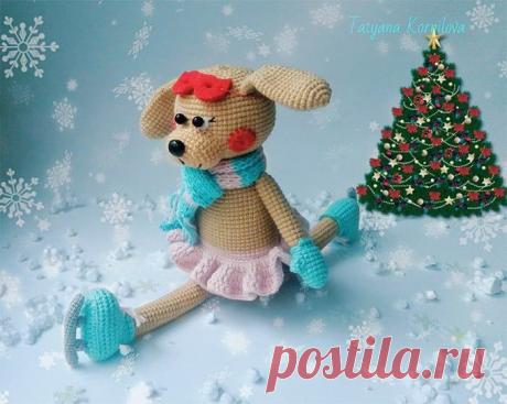Бесплатный мастер-класс по вязанию Собачка на коньках крючком. Автор описания - Татьяна Корнилова.