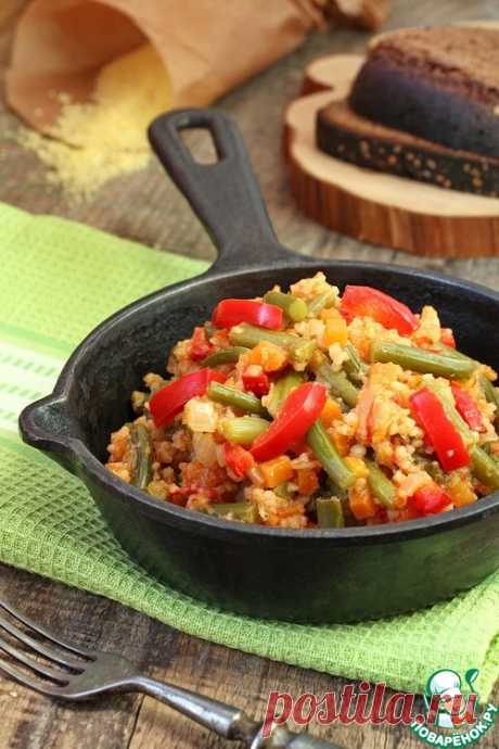 Чесночные стрелки с кускусом и овощами - кулинарный рецепт