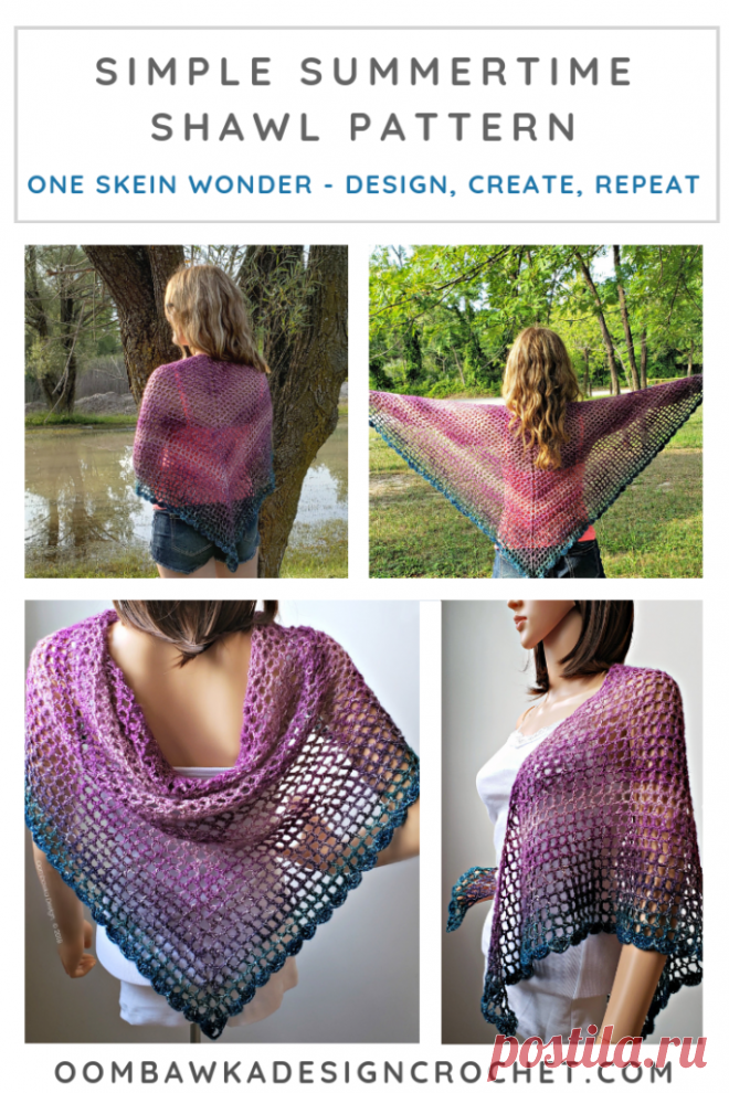 One Skein Simple Summertime Shawl • Oombawka Design Crochet