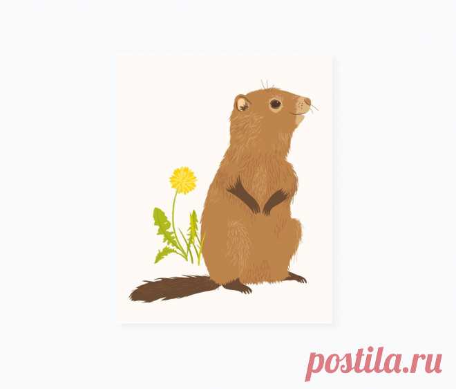 Groundhog wall art woodland art for kids nursery wall decor | Etsy
