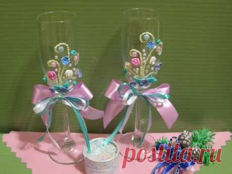 Glass decoration - Декор бокалов своими руками для торжества и романтического вечера.