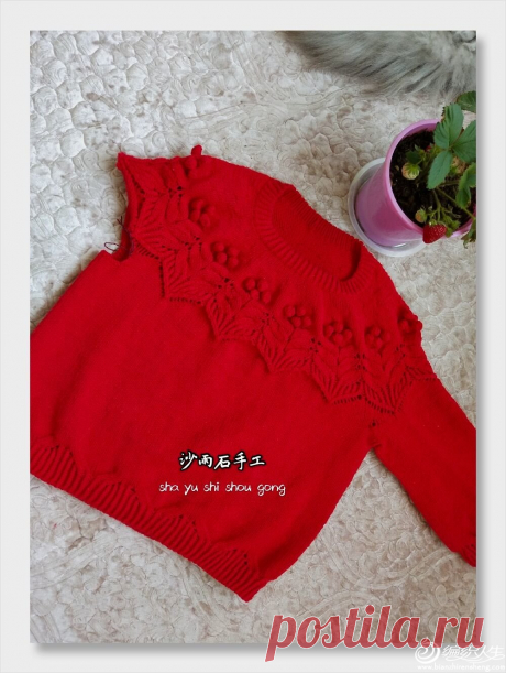 绮 童 堡 плетет из 4-х ниток хлопковый детский красный свитер сверху донизу - учебник по ткачеству - ткачество