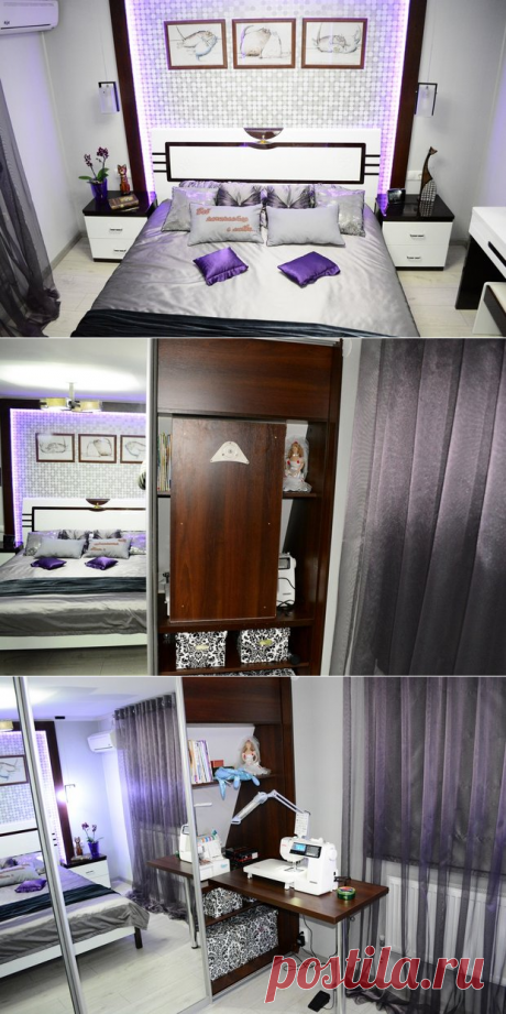 Спальня: очаровательные котики и сиреневое настроение