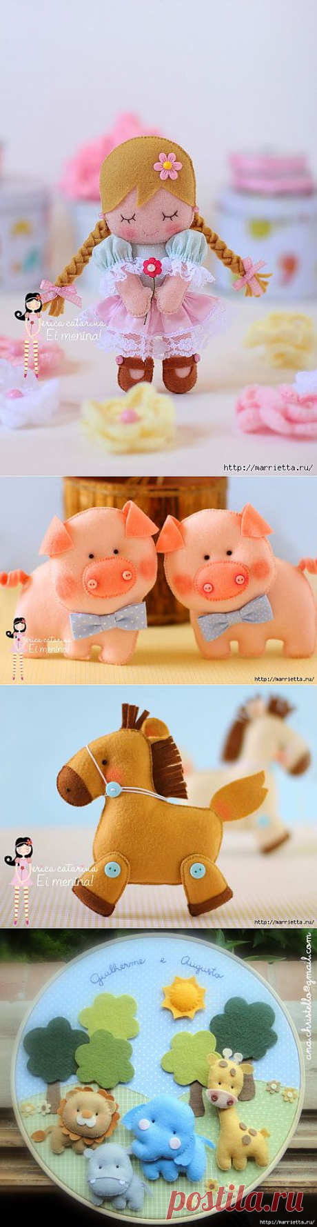 Игрушки из фетра. Много выкроек.