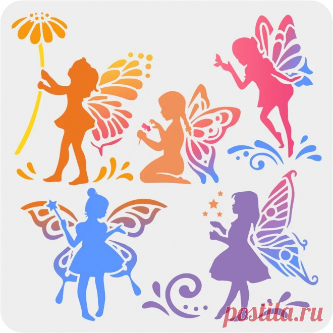 Plantilla de hadas de 11,8x11,8 pulgadas, plantilla de dibujo reutilizable de mariposas, flores y hadas, plantilla de arte DIY, plantilla de Hada pequeña, tema de sueño Plantilla - AliExpress