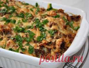 Запеканка картофельная с грибами и куриным фаршем