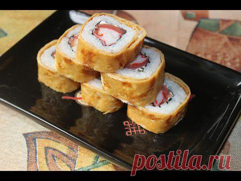 Рецепт «Урамаки с сыром, крабовым мясом, лососем и японским омлетом» | vaseda.ru