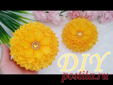 Пышные цветы из атласа 2,5см / канзаши мк / flowers from ribbons diy