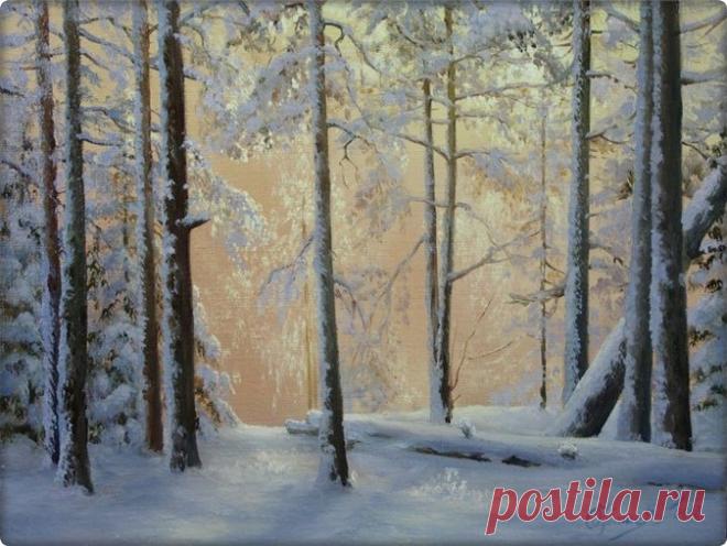 Зимний лес. Уроки живописи.