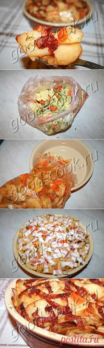 Хорошая кухня - картофель дольками, запеченный с беконом. Кулинарная книга рецептов. Салаты, выпечка.