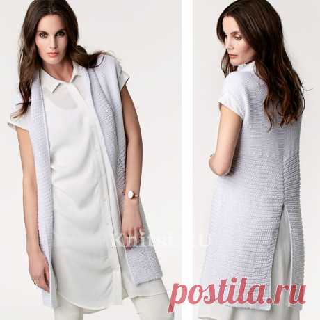 Удлинённый жилет с разрезом на спинке. Спицами. / KNITSI.RU