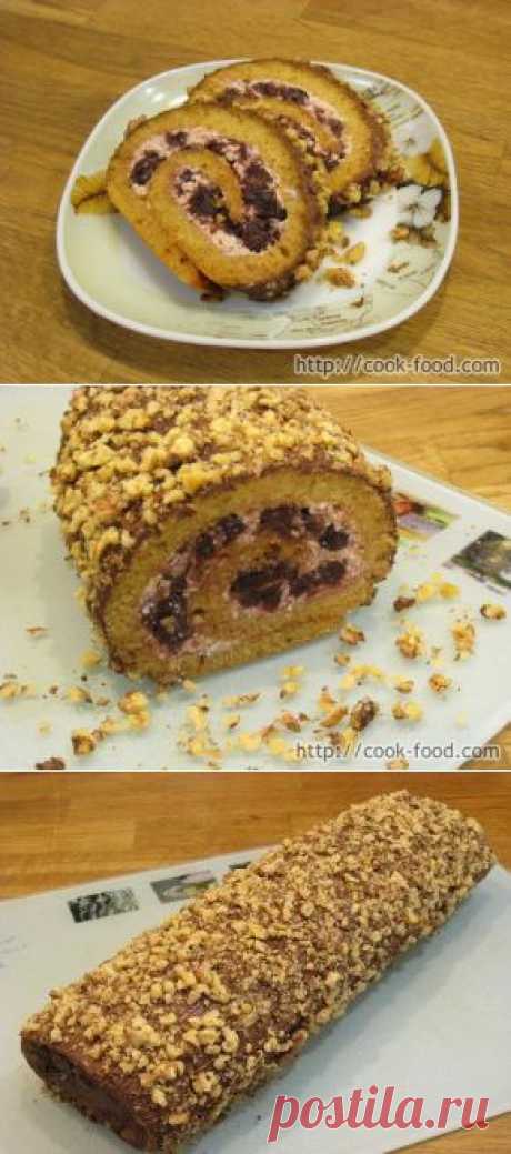 Легкие рецепты для вкуса жизни » Нежный рулет на молоке и кефире с творожным кремом