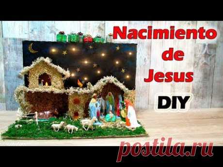 Cómo Hacer un belén o un pesebre y el nacimiento de Jesús Con cartón reciclado