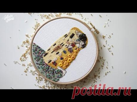 [SUB CC] 클림트의 키스, 반짝이는 비즈 프랑스 자수 Gustav Klimt The Kiss, Hand Embroidery