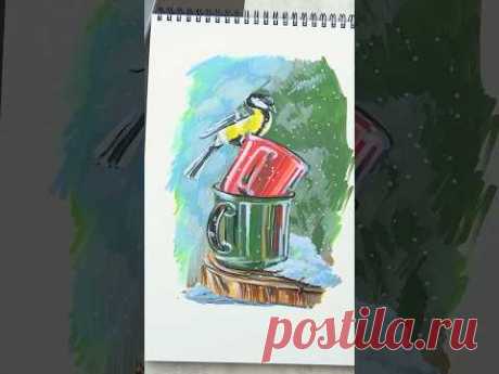 Фото урок ждет вас в моем телеграм @dari_art1 🐦 #урокрисования #акриловыемаркеры