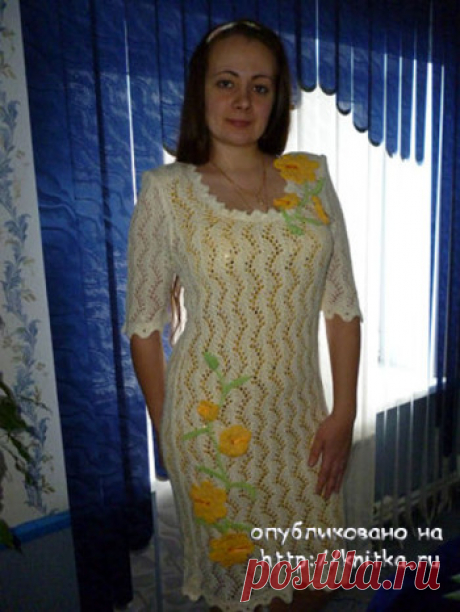 Вязаное спицами платье – работа Риммы Сурковой, Вязание для женщин