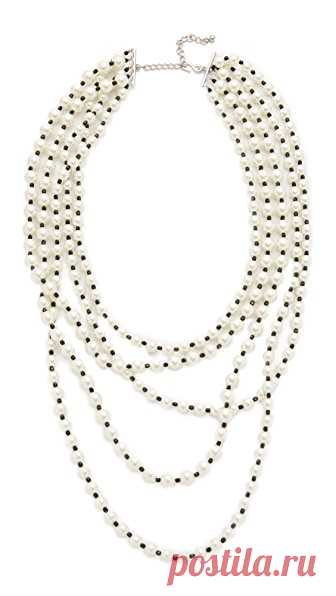 Kenneth Jay Lane Колье Jet из пяти рядов жемчуга | SHOPBOP