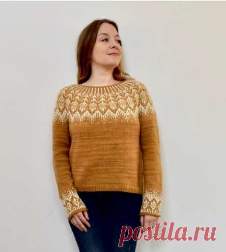 Пост на стене #вязание #спицы #джемпер #круглая_кокетка #жаккард