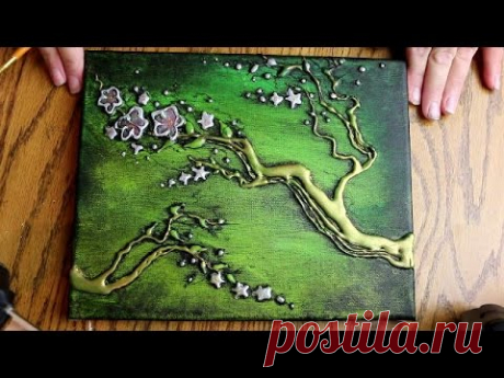 How to PAINT 3D TREE BLOSSOMS with HOT GLUE TEXTURE (Speed Version) - YouTube