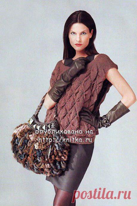 Коричневая безрукавка из рубрики Вязание для женщин. Вязание спицами модели и схемы на kNITKA.ru