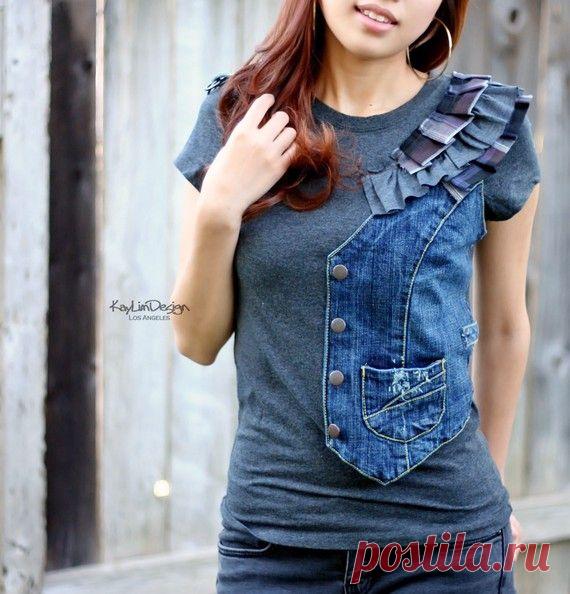 Комбинированное вязание и декор футболок / Худи, свитшоты и толстовки: идеи декора /