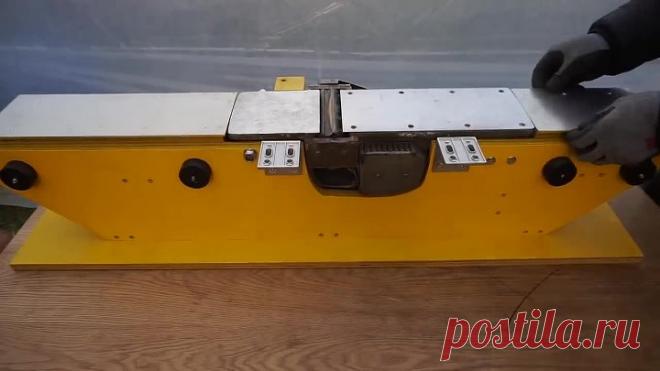 Стационарный фуганок из ручного электрорубанка от канала Счастливое дерево (행복한나무)