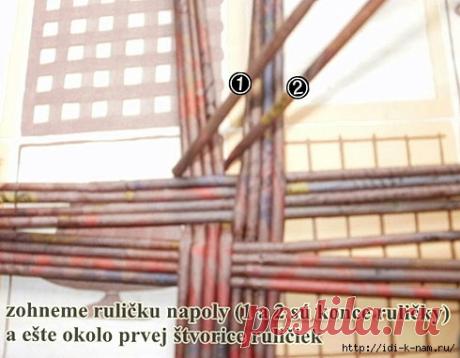 крышка для корзинки-игольницы из газетных трубочек