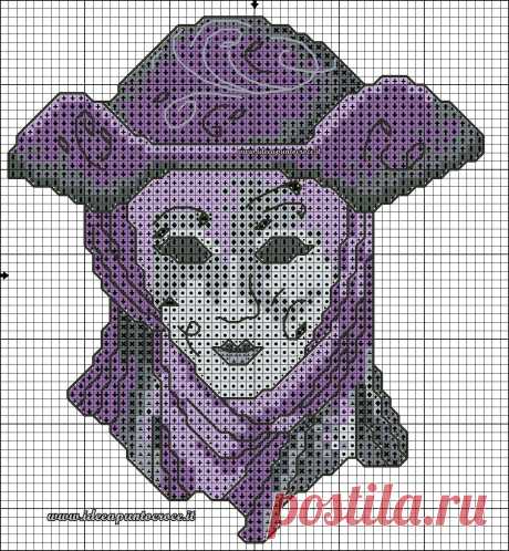 SCHEMA MASCHERA CARNEVALE PUNTO CROCE