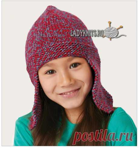 Вязание спицами шапки ушанки спицами от Bernat