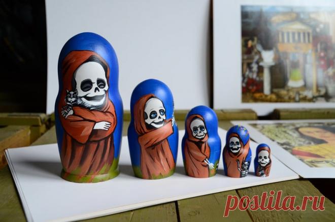 Русская матрешка жуткий мертвых ведьм кошек русский | Etsy