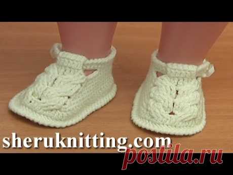 Crochet Baby Cable Stitch Buckle Shoes Tutorial 54 Part 1 of 3 Crochet Sole