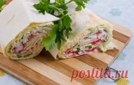 Рецепты рулета из лаваша с плавленым сыром и крабовыми палочками,