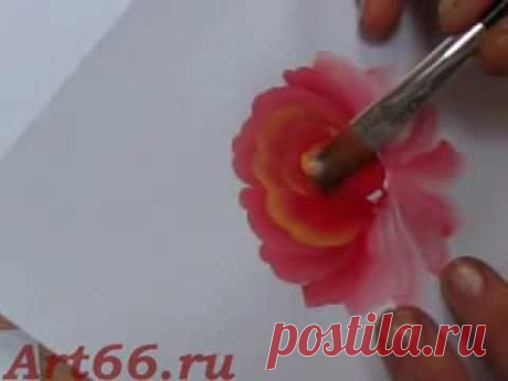 Тагильская роспись. Рисуем внутреннюю часть цветка.
