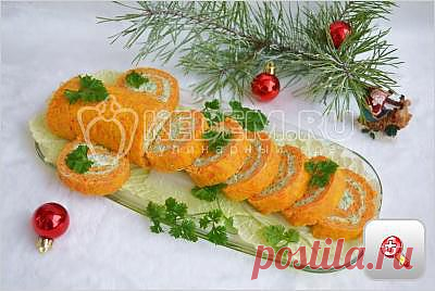 Морковный рулет с зеленью и сыром - Закуски. Рецепты посетителей на KEDEM.RU