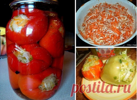Перец фаршированный капустой на зиму