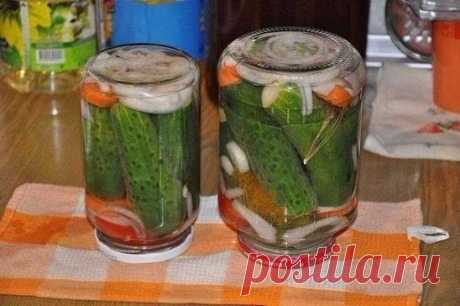 Маринованные огурчики “Болгария отдыхает”
Этот рецепт взят из книги "Рецепты на бис". Заготовки. Просто поверили и заготовили.
Приготовление:
Огурцы моем, вымачиваем несколько часов.
В стерилизованные литровые банки кладём:
• 1 морковь,порезанную на 4 части
• 1 луковицу порезанную кольцами
• 2-3 зонтика укропа или 2-3 столовые ложки плодов укропа.
В банки плотно укладываем огурцы.
Готовим маринад на 4 литровые банки :
• 2 литра воды
• 7 столовых ложек сахара
• 3 столовые л...